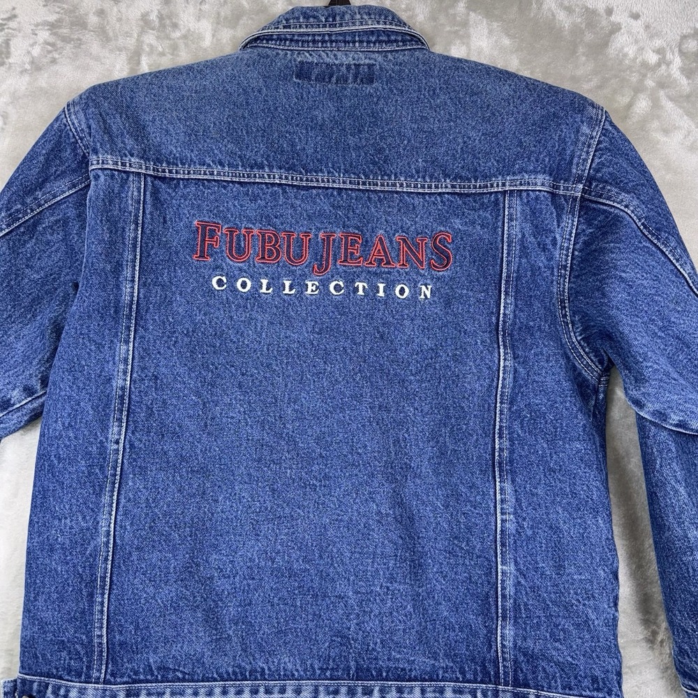 FUBU Denim‎ Jacket Adult Large Red Embroidered FUBU The Collection